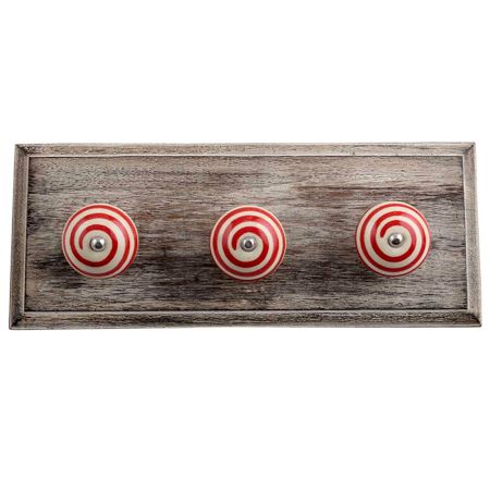 Cream Red Strip Wooden Hooks